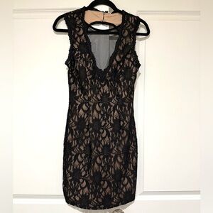 City Studio Black Lace Overlay Dress sz 7